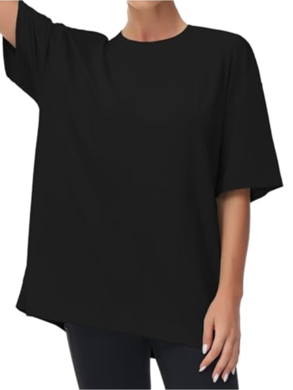 Women's Oversized Drop Shoulder Crewneck T-Shirt Cotton Rayon Spandex
